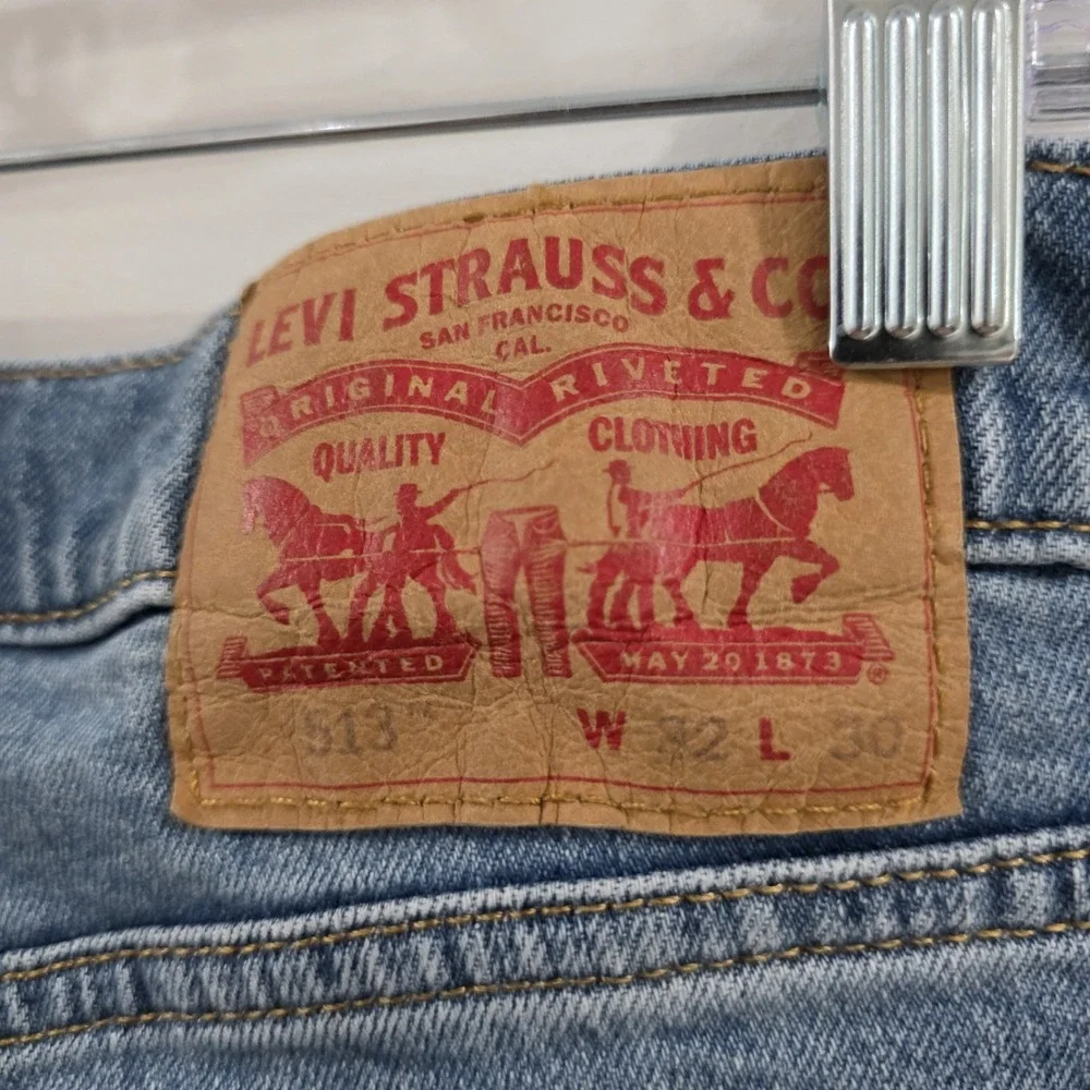 Levis Mens 513 32 X 30 Blue Jeans Straight Leg Medium‎ Wash